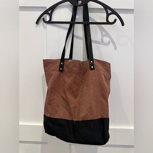 Handmade Klumhouse Brown and Black Waxed Canvas Tote Bag by Ellie Lum